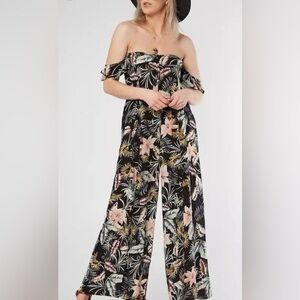 Amuse Society Strapless Wide Leg Jumpsuit